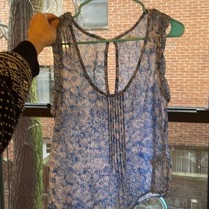 Urban Outfitters sheer blue and white tank